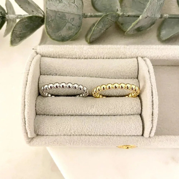925 Sterling Silver Dainty Bead Ring Minimalist Ring Stackable Ring Band - Picture 4 of 8